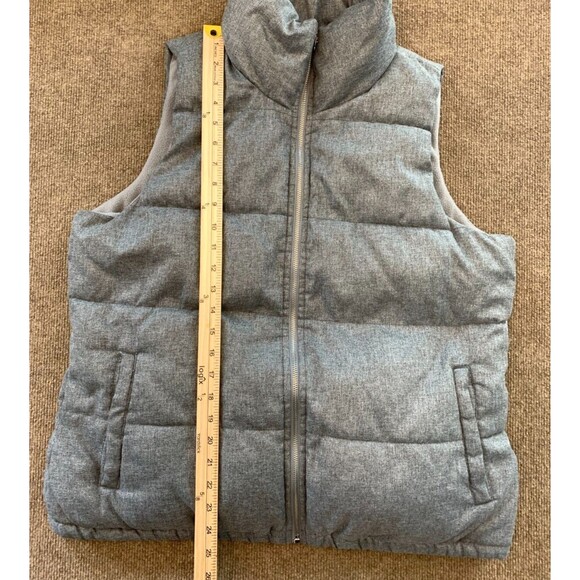 Old Navy Puffer Vest Womens L Textured Gray Quilted Fleece Lined Warm Zip Up - Picture 4 of 8